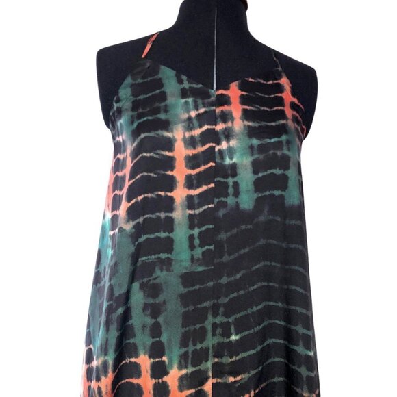 Boho Tie Dye Maxi Dress SzS Green/Rust - Picture 8 of 10